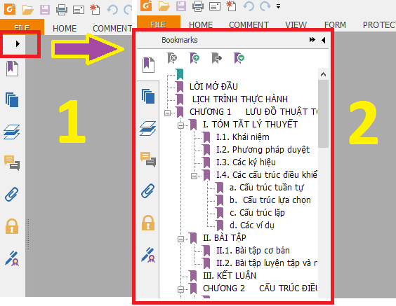Hiển thị bookmarks